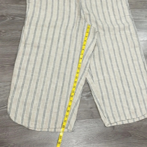 NWOT Coldwater Creek 100% Linen Pull On Wide Leg Crop Pants Striped L - Picture 11 of 15